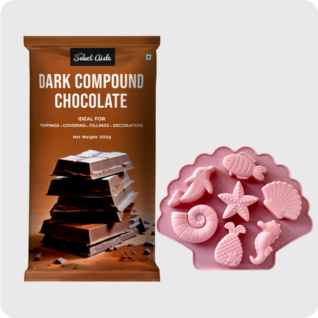 Dark Compound Chocolate Bar + Sea Animals Mould