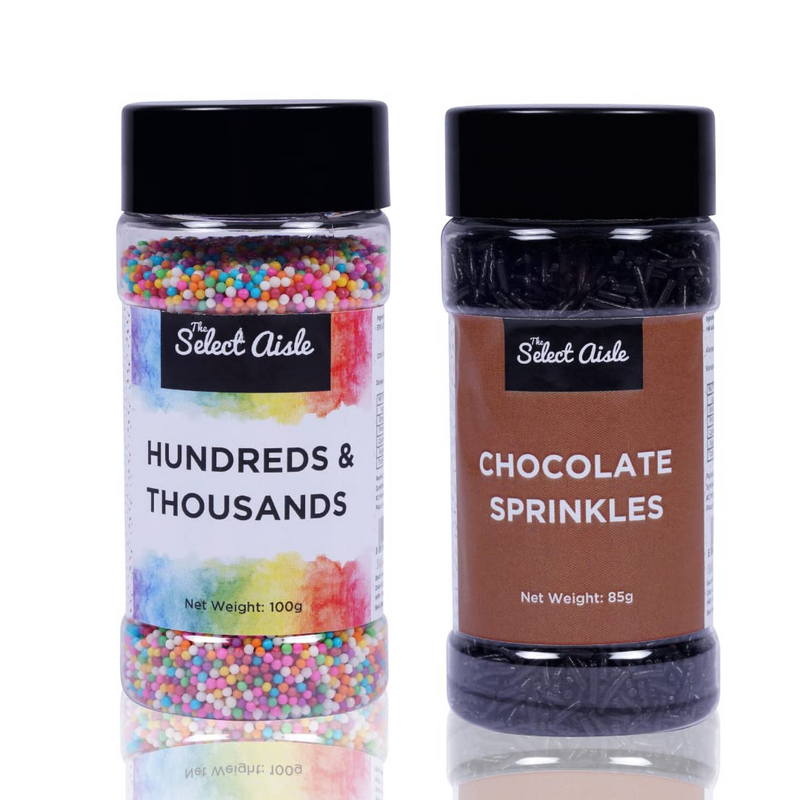 Chocolate Sprinkles(85g) and Hundreds and Thousands(100g) - 185g The Select Aisle