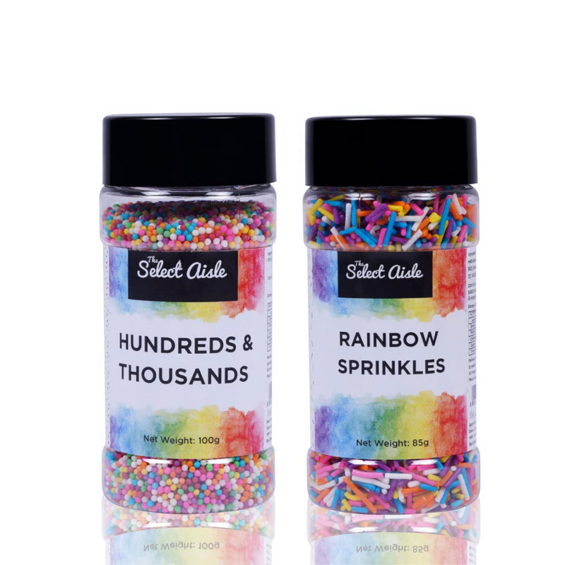 Combo of Rainbow Sprinkles (85g) and Hundreds and Thousands (100g) - 185g The Select Aisle