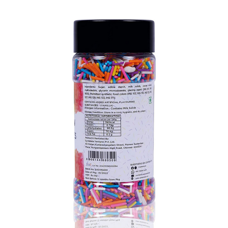 Rainbow Sprinkles (85g) and Silver Dragees (100g) -185g The Select Aisle