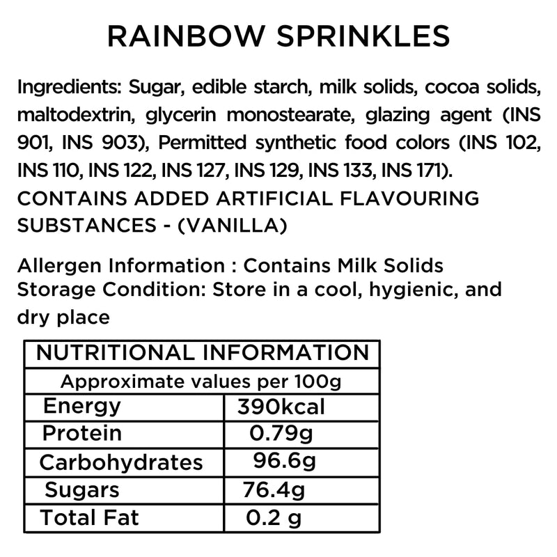 Rainbow Sprinkles (85g) and Silver Dragees (100g) -185g The Select Aisle