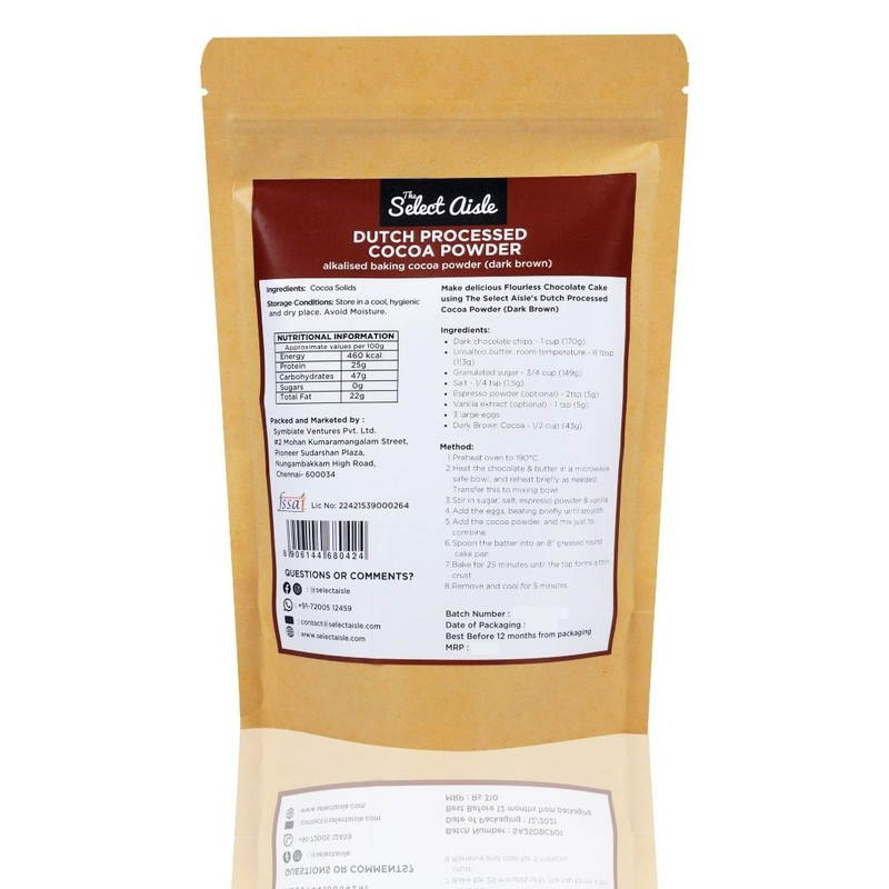 Dutch Processed Dark Brown Cocoa Powder - 250gms The Select Aisle